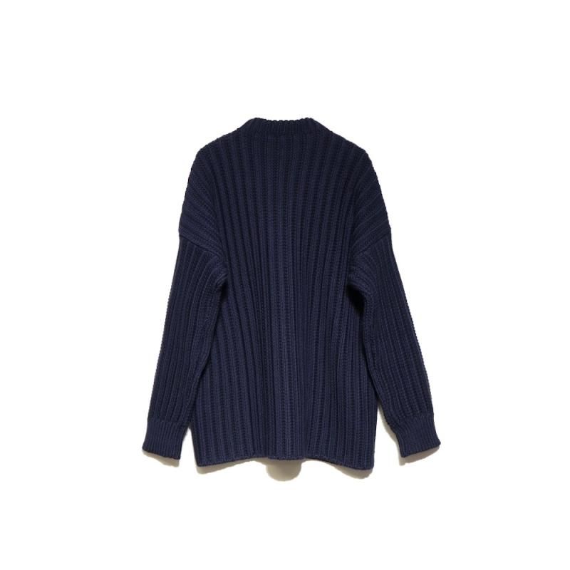 CREW NECK OPEN RIB SWEATER (21HK005 Navy) CASEY CASEY