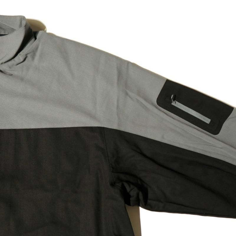 Wool Nylon Gabardine Shell (GM243-30046 Gray × Black Wool Nylon Gabardine Shell (GM243-30046 Gray × Black