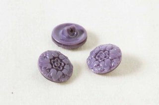 ヴィンテージガラスボタン／藤紫の花