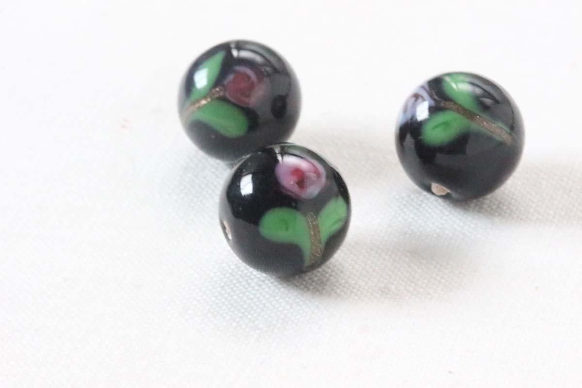 とんぼ玉 丸黒お花 チャルカお買いものサイト とんぼ玉 丸黒お花 チャルカお買いものサイト