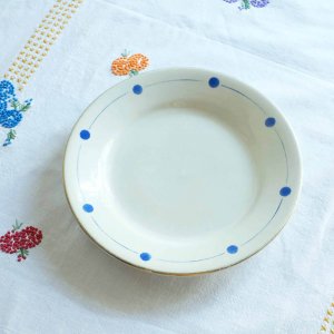 青い水玉の平皿／チェコ