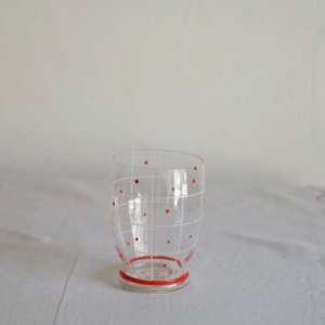 ポチッと水玉模様のガラス製グラス／ハンガリー