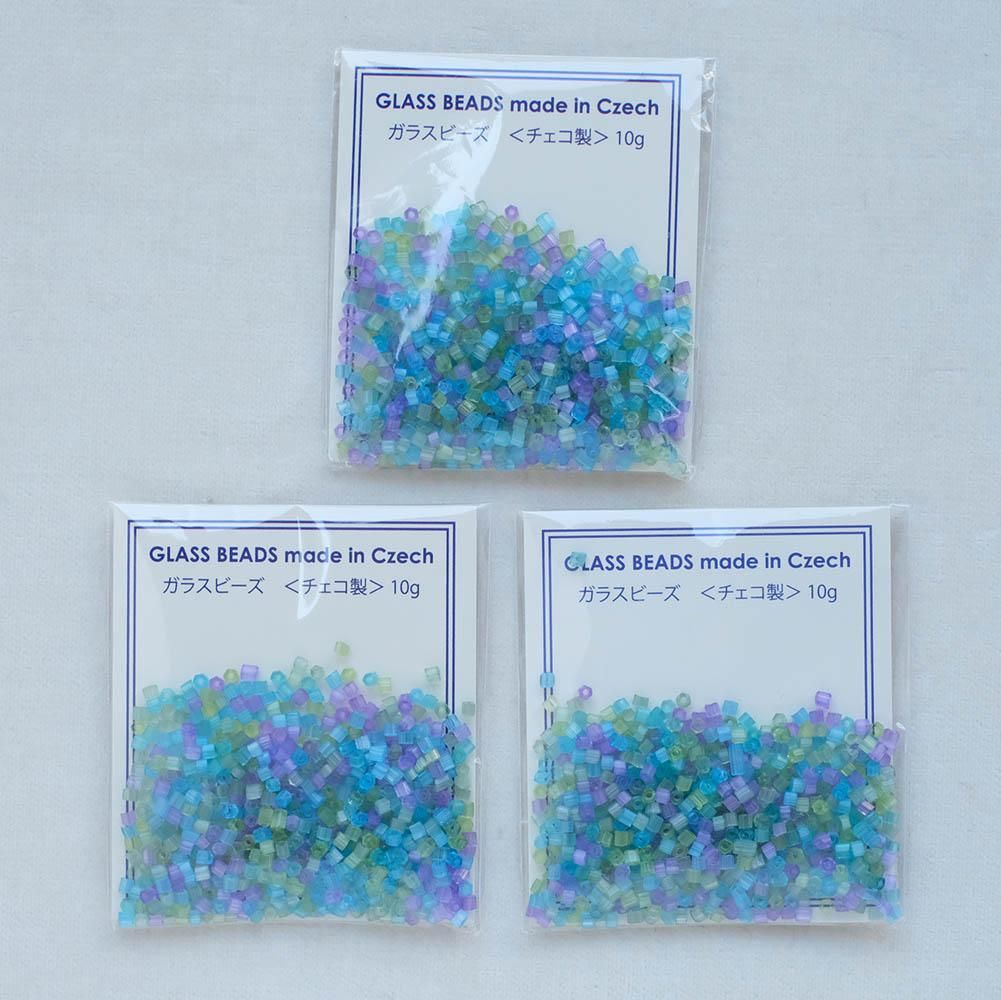 ビーズ 10g／六角筒青緑紫MIX - チャルカお買いものサイト