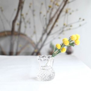 プレスガラスの花瓶（植物）／チェコ