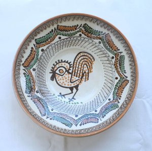 大きな目の鳥の絵皿／ハンガリー