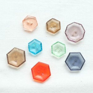 アンティークガラスボタン8個セット／多角形MIX