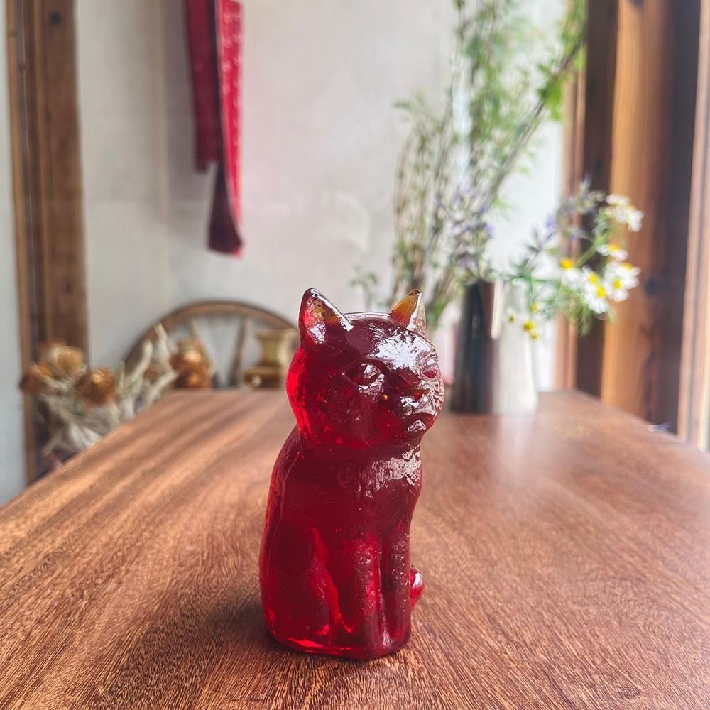 ★ピンク＆赤系猫・チェコガラスブローチ★ヴィンテージ・猫・アンティーク ☆ピンク＆赤系猫・チェコガラスブローチ☆ヴィンテージ・猫