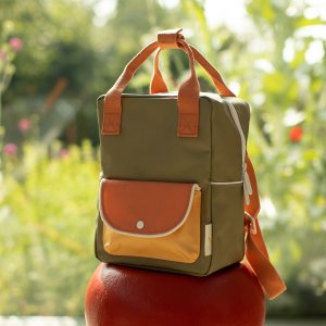 【sticky lemon】small backpack wanderer | seventies green + faded orange + retro yellow