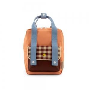 sticky lemonbackpack small | gingham | cherry red + sunny blue + berry swirl