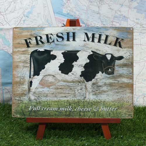 ブリキ看板】Cow／ウシ Fresh Milk - -輸入ブリキ看板専門店- RYUKYU