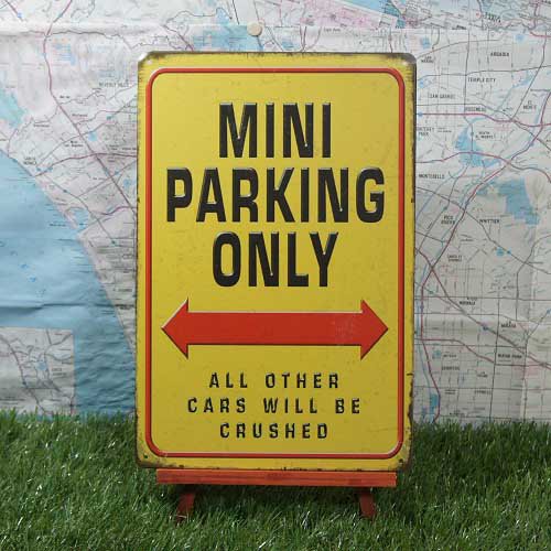 ブリキ看板】Mini Cooper／ミニ・クーパー Mini Parking Only -L