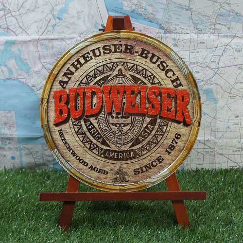 ブリキ看板】Budweiser／バドワイザー Since1876 丸型 - -輸入ブリキ