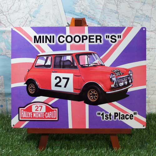 【ブリキ看板】Mini Cooper S／ミニ・クーパーS　ラリー・モンテカルロ - -輸入ブリキ看板専門店-　RYUKYU SHOWCASE