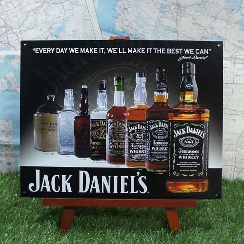 ブリキ看板】Jack Daniel's／ジャックダニエル 歴代ボトル - -輸入