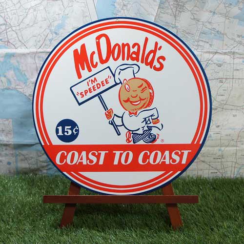 【ブリキ看板】McDonald's／マクドナルド　Speedee　丸型 - -輸入ブリキ看板専門店-　RYUKYU SHOWCASE