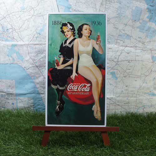 【ブリキ看板】Coca-Cola／コカ・コーラ　50th Anniversary - -輸入ブリキ看板専門店-　RYUKYU SHOWCASE