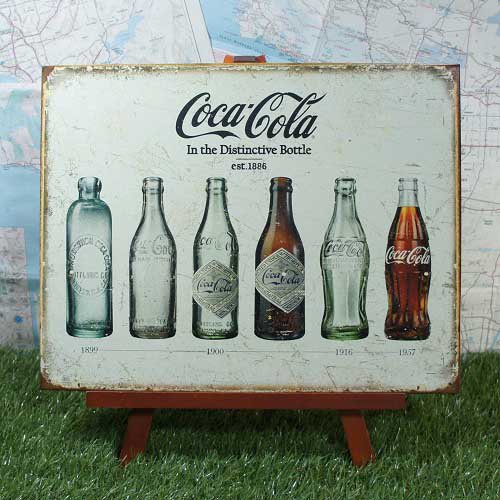 ブリキ看板】Coca-Cola／コカ・コーラ 歴代ボトル - -輸入ブリキ看板 ...