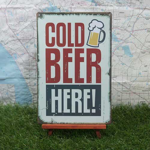 【ブリキ看板】Beer／ビール　Cold Beer Here! - -輸入ブリキ看板専門店-　RYUKYU SHOWCASE