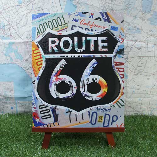 【ブリキ看板】ROUTE66／ルート66　License Plate - -輸入ブリキ看板専門店-　RYUKYU SHOWCASE