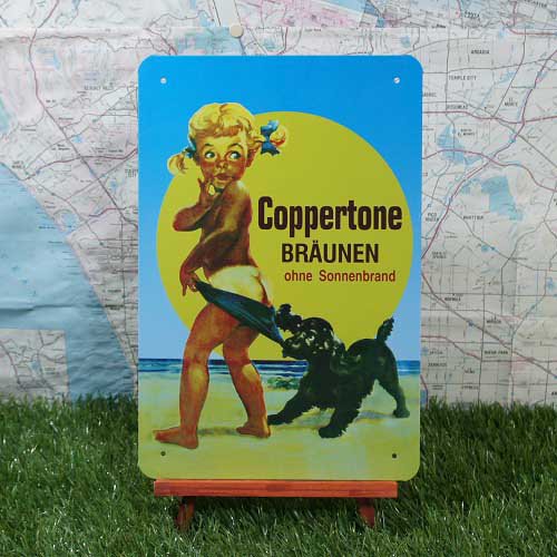 ブリキ看板】Coppertone／コパトーン Braunen - -輸入ブリキ看板専門店