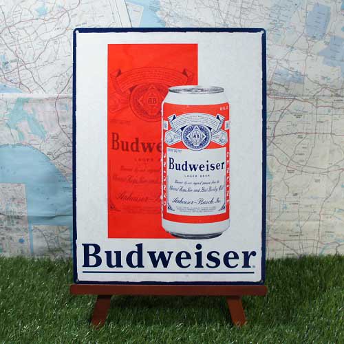 ブリキ看板】Budweiser／バドワイザー 缶ビール - -輸入ブリキ看板専門