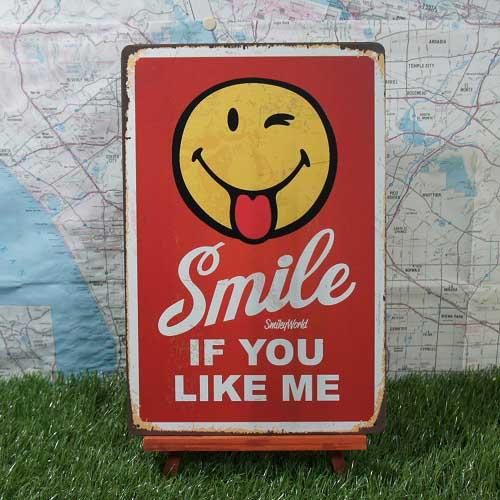 Amazon.co.jp: アメリカン風ブリキ看板 smile if you like me