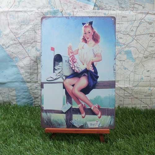 ブリキ看板】Pin-up Girl／ピンナップガール 郵便受け - -輸入