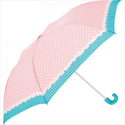 女児折り畳み傘　ガーリードット（ピンク）