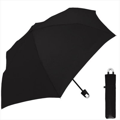 ５３．５ＣＭ　紳士カラビナ付き手元折傘　ＢＫ