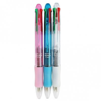 ノベルティ、販促品、粗品、景品用としてオススメな４色ボールペン３本