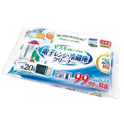 【国産】クリンクル２４ｈ抗菌電子レンジ・冷蔵庫クリーナー大判２０枚