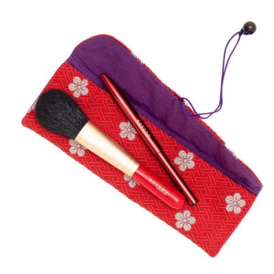 【国産】熊野筆チークブラシと携帯リップのセット
