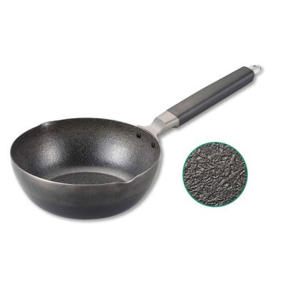 【国産】ＩＨ対応ファイバーライン加工　鉄製深型炒め鍋２０ｃｍ