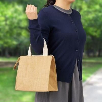 ノベルティ・粗品で人気の「 ジュートスクエア保冷トート（Ｓ）　ナチュラルベージュ」