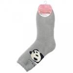 ノベルティ・粗品で人気の「婦人 裏起毛パイルソックス/パンダ柄/グレー」