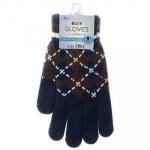 ノベルティ・粗品で人気の「紳士 裏起毛ニットグローブ/アーガイル柄/タッチパネル対応/ネイビー」