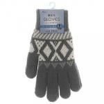 ノベルティ・粗品で人気の「紳士 裏起毛ニットグローブ/幾何柄/タッチパネル対応/チャコールグレー」