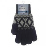 ノベルティ・粗品で人気の「紳士 裏起毛ニットグローブ/幾何柄/タッチパネル対応/ブラック」