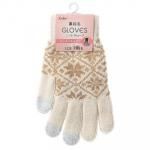 ノベルティ・粗品で人気の「婦人 裏起毛ニットグローブ/雪柄/タッチパネル対応/アイボリー」