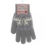 ノベルティ・粗品で人気の「婦人 裏起毛ニットグローブ/トナカイ柄/タッチパネル対応/グレー」