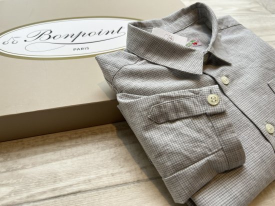 bonpoint ボンポワン シャツ 18 グレー系(チェック)
