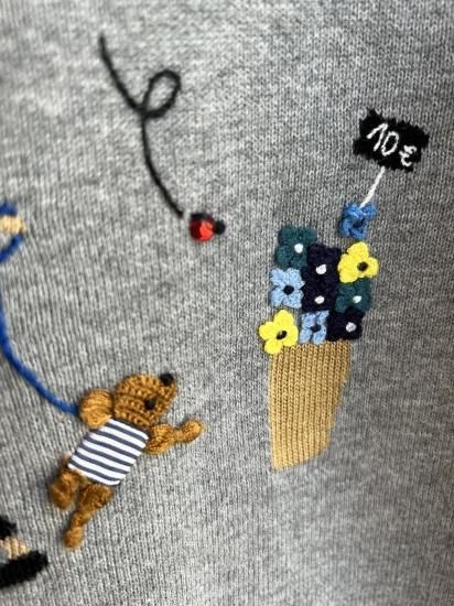 familiar カーディガン 70 ネイビー 花刺繍 - メルカリ