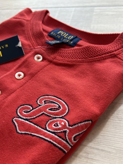 タグ付き未使用 POLO RALPH LAUREN ラルフローレン 鹿の子 まろみオレンジヘンリーネックTシャツ size１５０