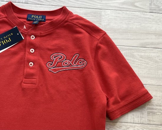 タグ付き未使用 POLO RALPH LAUREN ラルフローレン 鹿の子 まろみオレンジヘンリーネックTシャツ size１５０