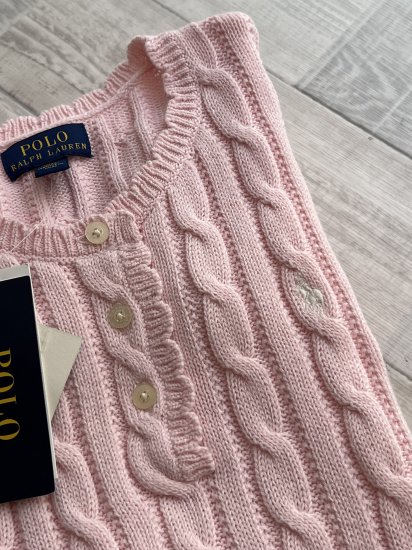 タグ付き未使用 POLO RALPH LAUREN ラルフローレン ピンク ケーブルニットワンピース size７(130)