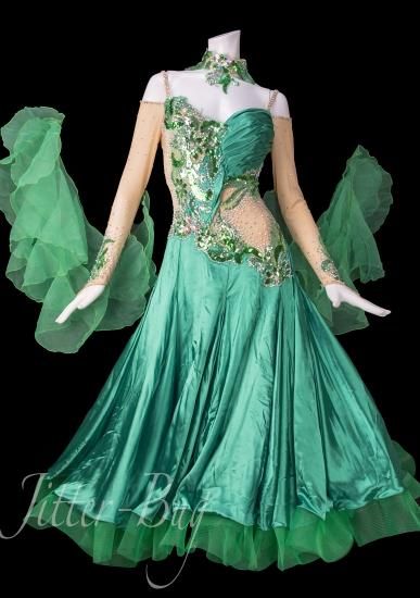 社交ダンス用ドレス 緑と白 1c6e8a87fb0708d3fcc12eeb1a13d3