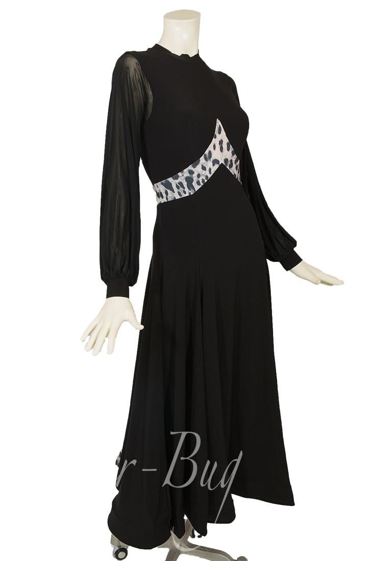 社交ダンス衣装】ブラック×ヒョウ柄 ラテンドレス ワンピース ライン