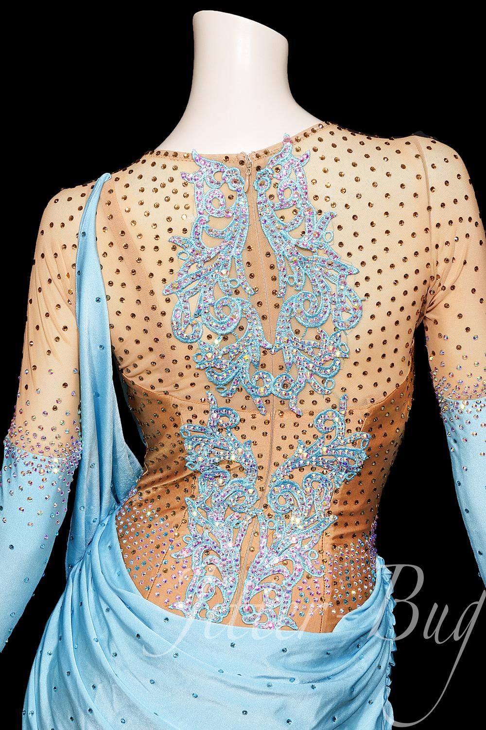 ラテンドレス　ロイヤルブルー❣️総ストレッチ❣️ 社交ダンスドレス イージーオーダー】 （ロイヤルブルー/青系