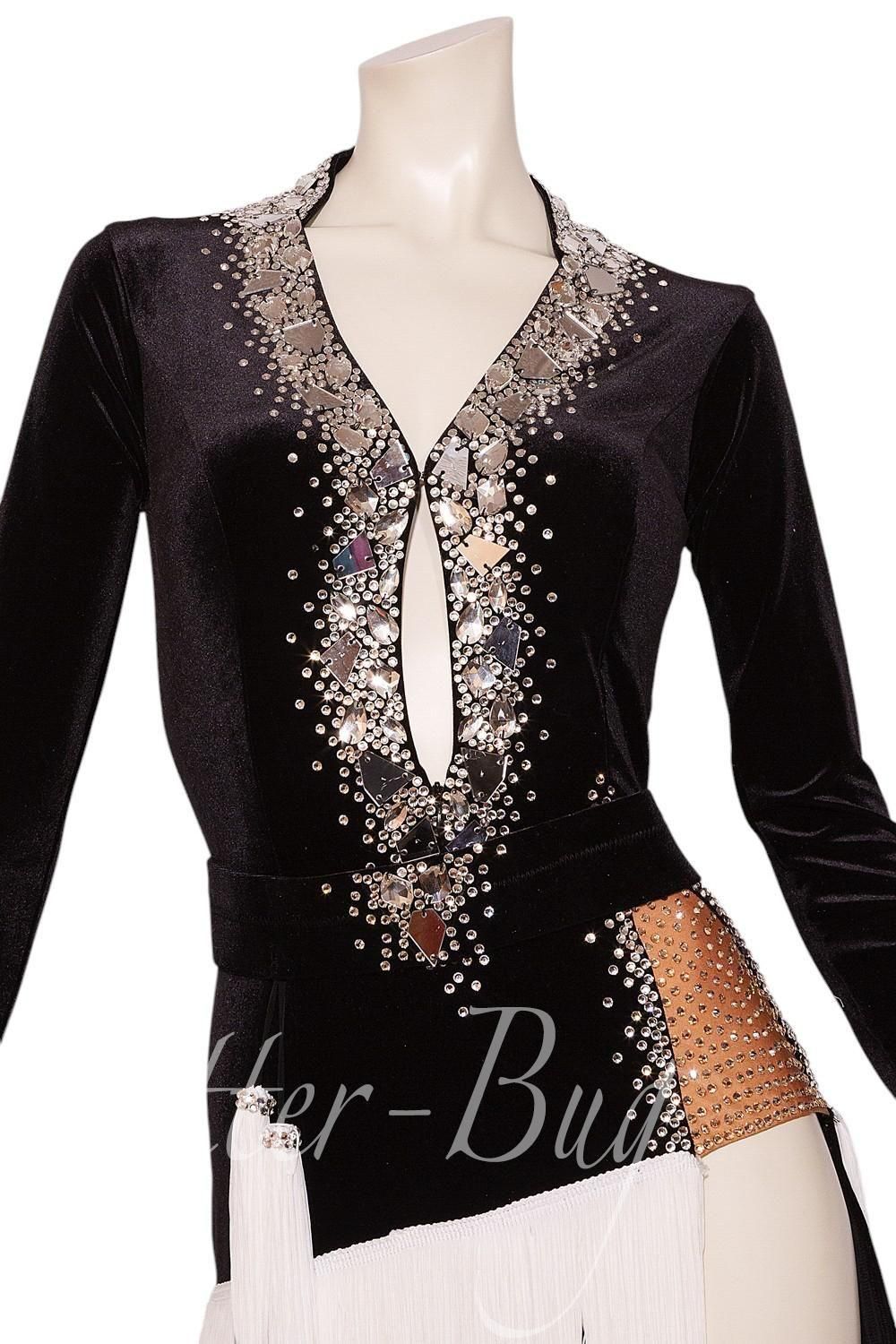 社交ダンス ラテンドレス ベロア素材 ブラック 6869374f25627a92b55c02e2fc60c2