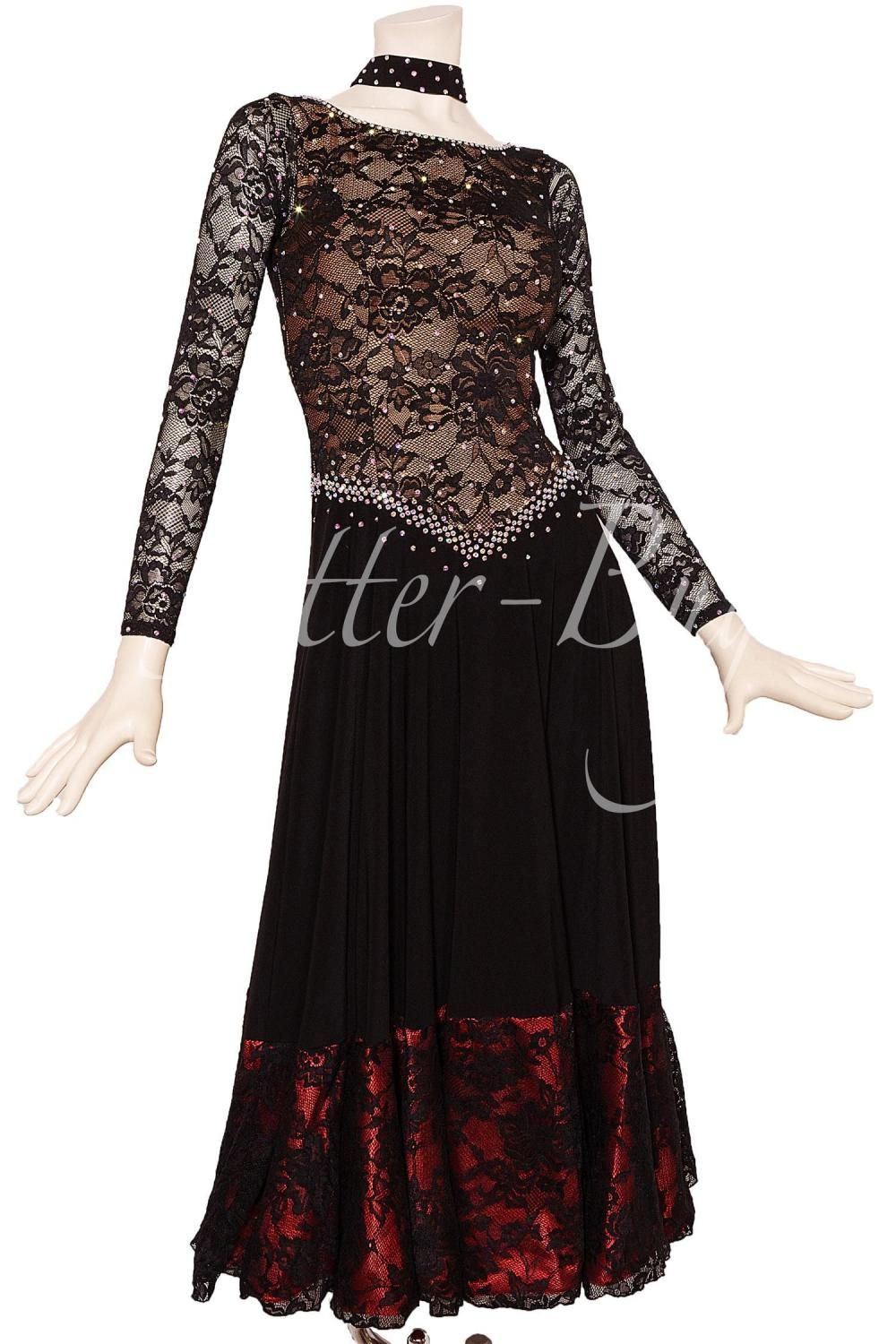 社交ダンス★新作★パーティー★レッスン★オリジナル★ドレス★メタリックシルバー スタンダードドレス WS0639D ブラック/パープル M 社交ダンス モダン